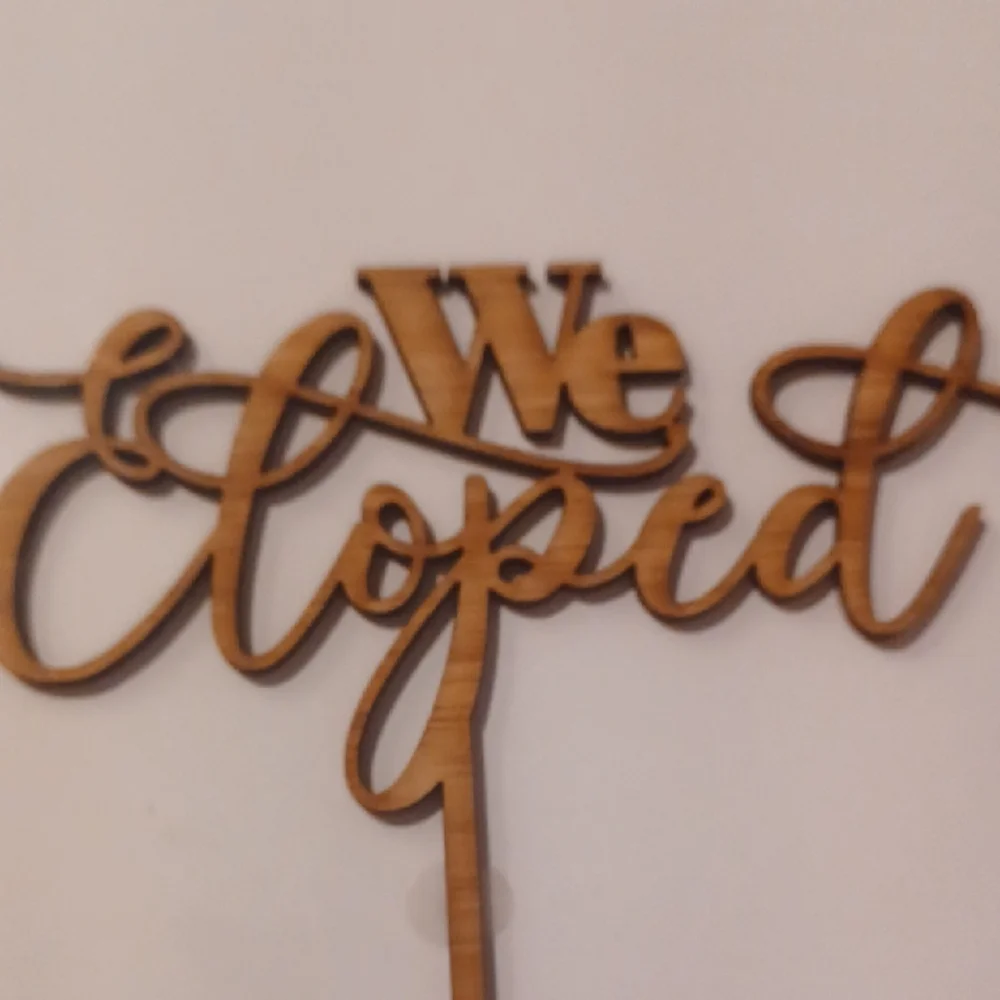 'We Eloped' Gold Cake Topper